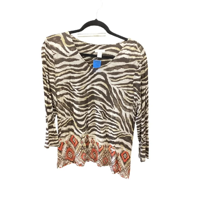 chic women's tops for everyday wearTop Long Sleeve By Chicos In Animal Print, Size: L