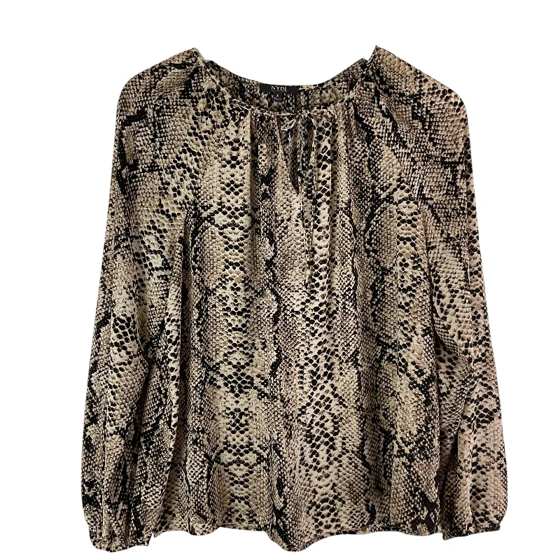 women's tops for gala dinnersTop Long Sleeve By Clothes Mentor In Snakeskin Print, Size: S