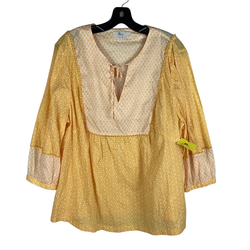 women's tops made from cottonTop Long Sleeve By Boden In Yellow, Size: 16