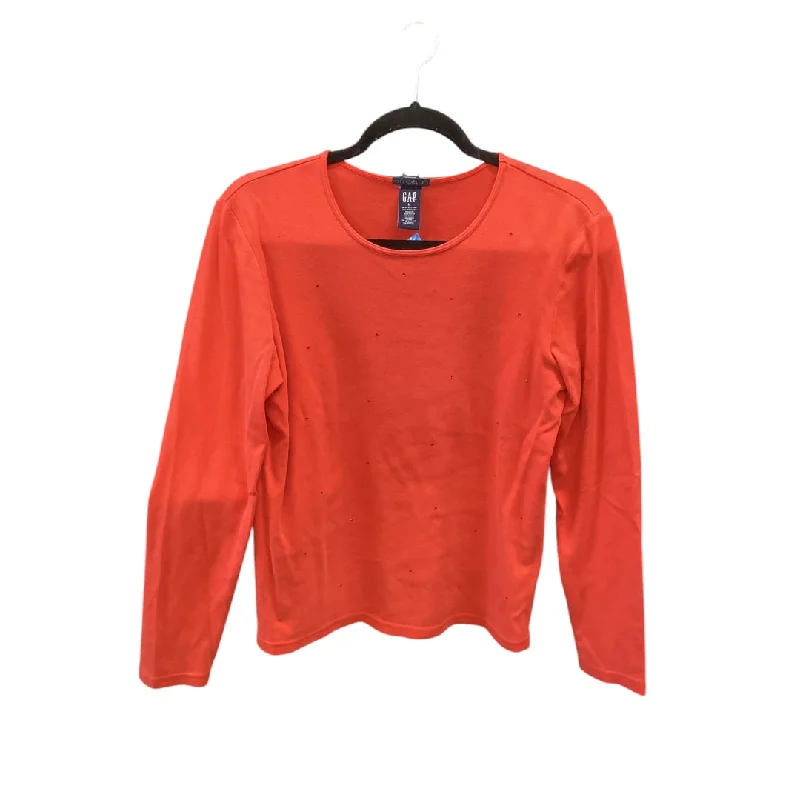 satin women's topsTop Long Sleeve By Gap In Orange, Size: L