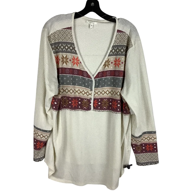 women's tops for vintage fashion enthusiastsTop Long Sleeve By Maurices In Cream, Size: 3x