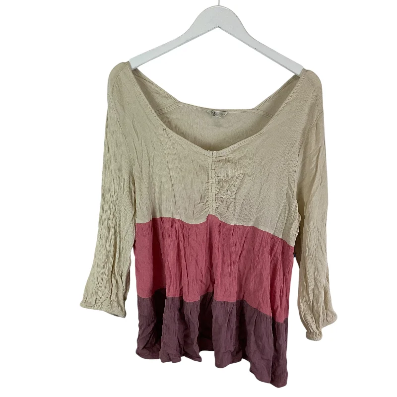 women's tops with asymmetrical designsTop Long Sleeve By Cato In Pink, Size: Xl