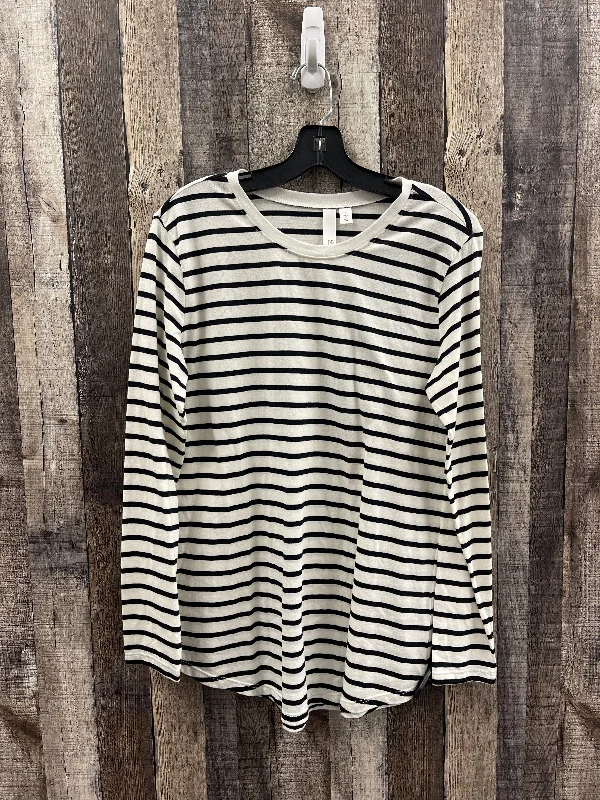 striped women's topsTop Long Sleeve Basic By Bp In Striped Pattern, Size: M