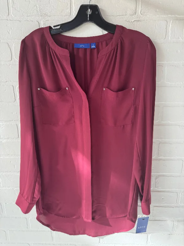 women's tops with embroidery detailsTop Long Sleeve By Apt 9 In Maroon, Size: S