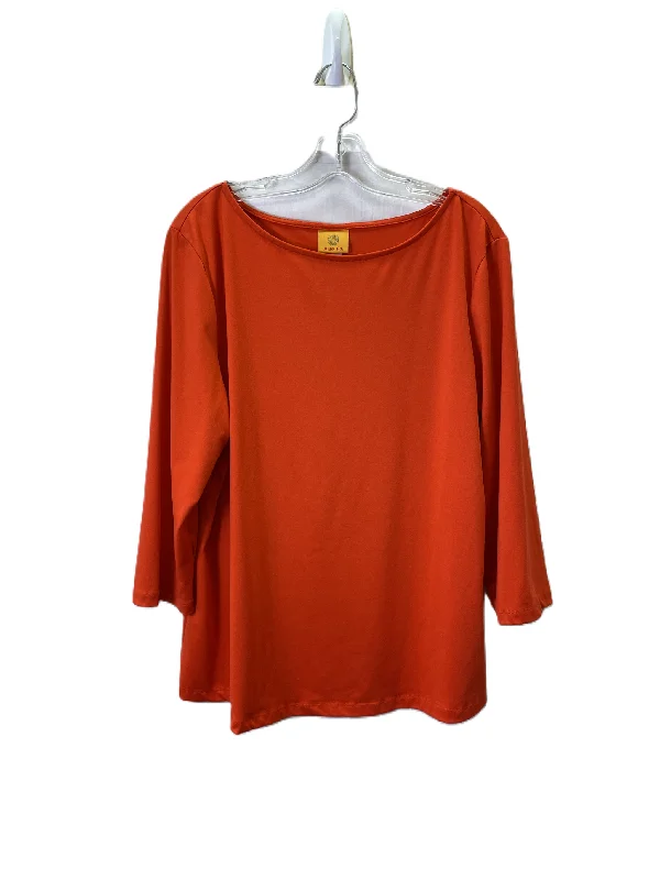 women's tops for mixing and matching with different bottomsTop Long Sleeve Basic By Ruby Rd In Orange, Size: Xl