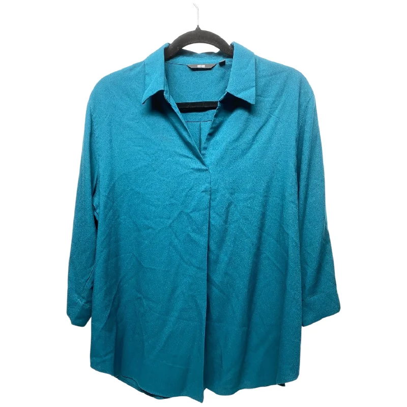 women's tops for those who want to wear versatile pieces that can be dressed up or downTop Long Sleeve By Uniqlo In Blue, Size: L