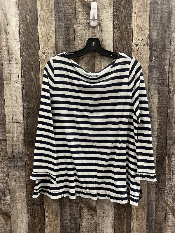 women's tops for those who want to add a pop of color to their outfitsTop Long Sleeve By Loft In Striped Pattern, Size: L