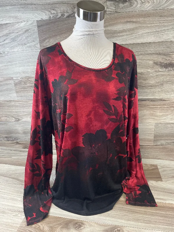 women's tops for those who want to add a touch of sophistication to their casual attireTop Long Sleeve By Simply Vera In Black & Red, Size: Xl