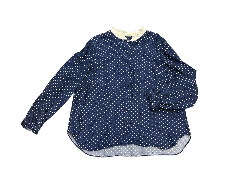 women's tops for those who prefer classic over trendy stylesTop Long Sleeve By J. Crew In Polkadot Pattern, Size: 2x