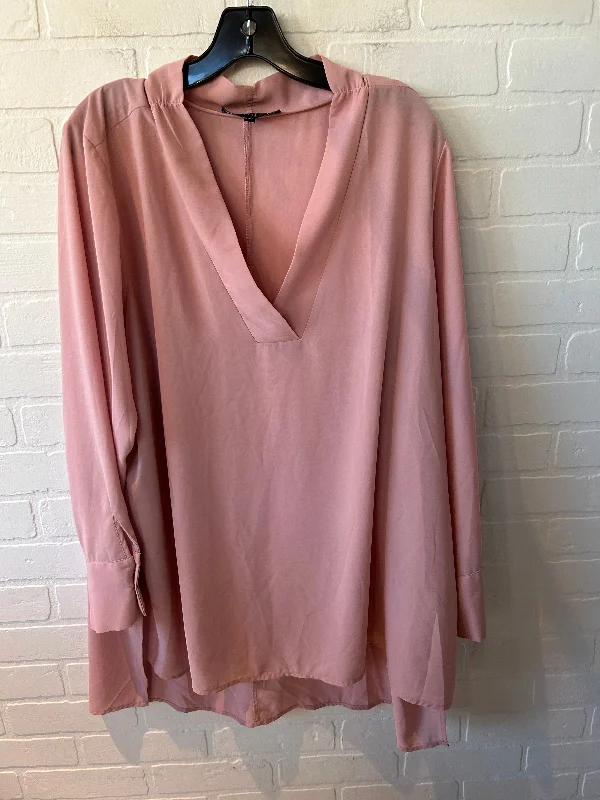 women's tops with cold-shoulder cutsTop Long Sleeve By Eloquii In Pink, Size: 2x