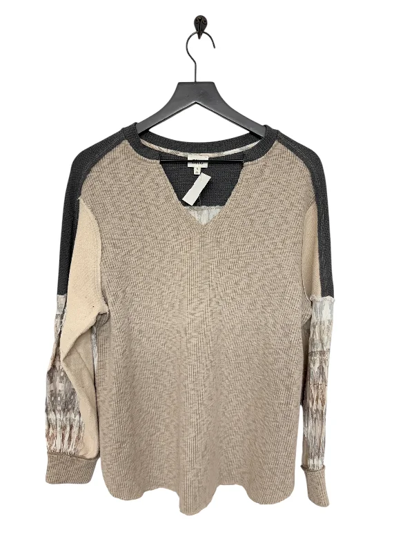 women's tops that offer a perfect blend of style, comfort, and affordabilityTop Long Sleeve By Bke In Grey & Tan, Size: S