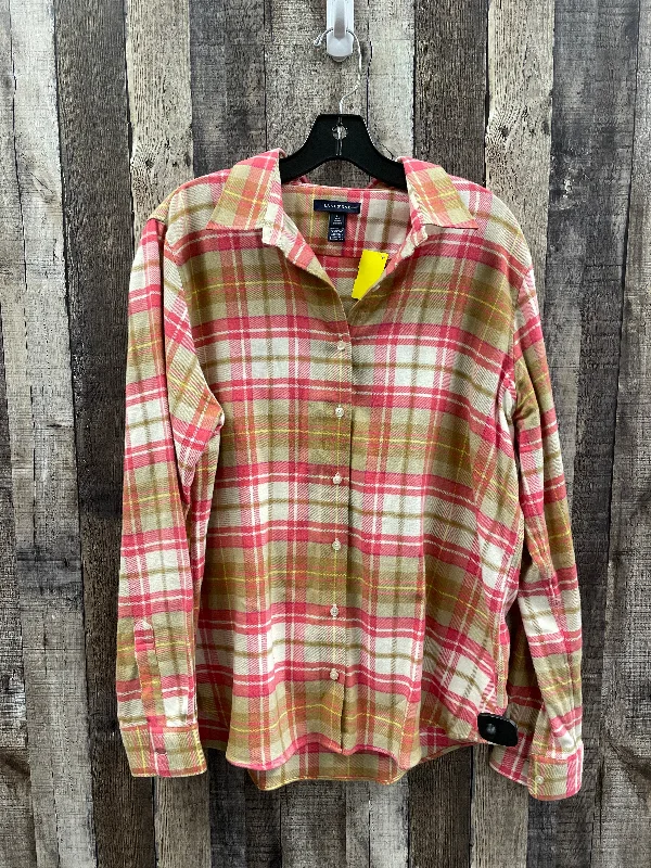 women's tops for those who want to stay updated with the latest fashion trendsTop Long Sleeve By Lands End In Plaid Pattern, Size: L