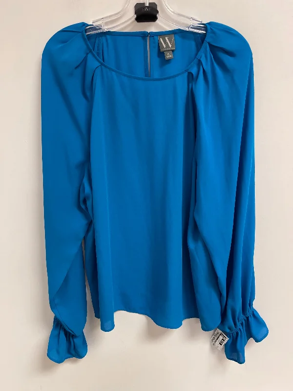 women's tops for those who want to elevate their everyday wear with chic and elegant piecesTop Long Sleeve By Worthington In Blue, Size: Xl