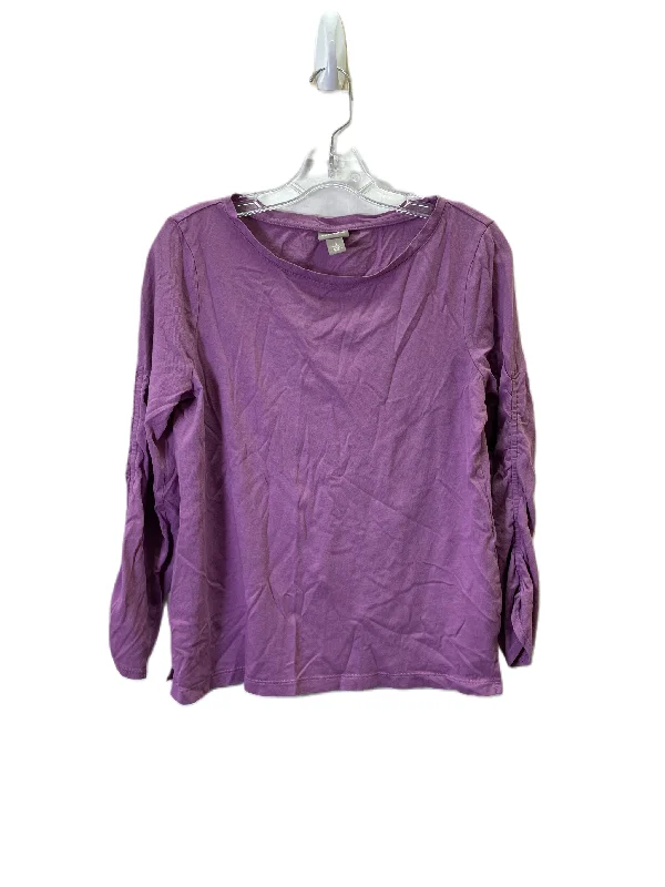 women's tops for those who want to wear versatile pieces that can be dressed up or downTop Long Sleeve Basic By Chicos In Purple, Size: M