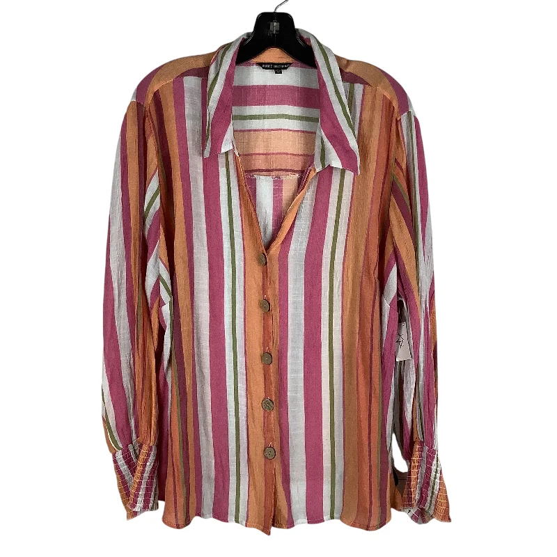 women's tops for evening soireesTop Long Sleeve By Unique Spectrum In Striped Pattern, Size: 3x