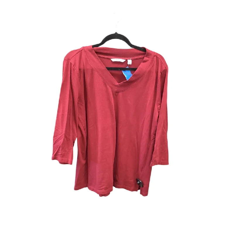 women's tops with sequin embellishmentsTop Long Sleeve Basic By Isaac Mizrahi Live Qvc In Red, Size: L