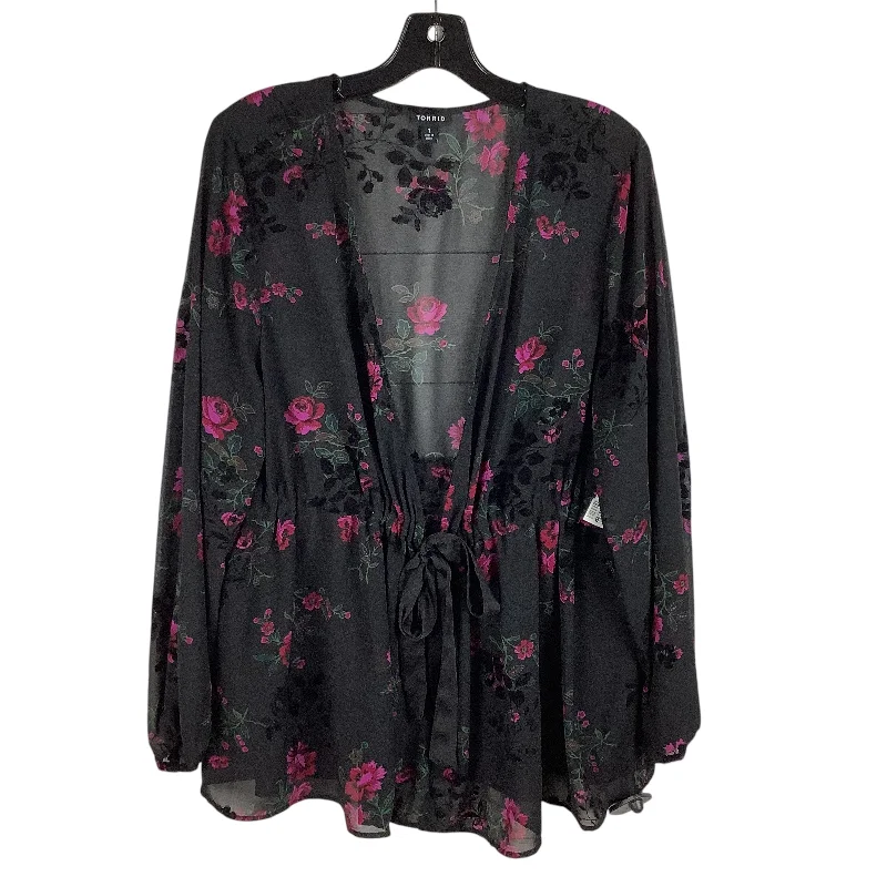 women's tops in solid colorsTop Long Sleeve By Torrid In Floral Print, Size: 1X