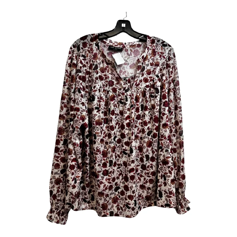 women's tops for business casual attireTop Long Sleeve By Lane Bryant In Floral Print, Size: 1x