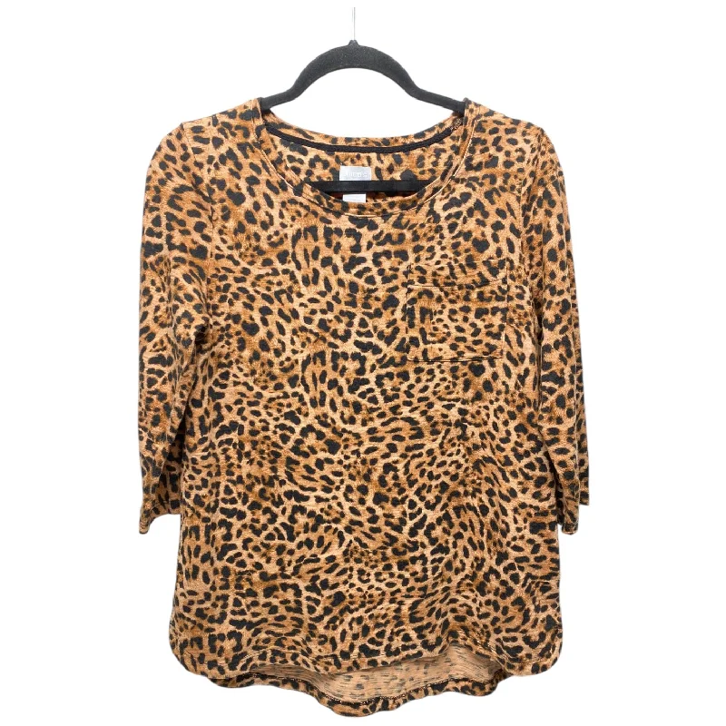 women's tops with sequin embellishmentsTop Long Sleeve By Chicos In Animal Print, Size: S