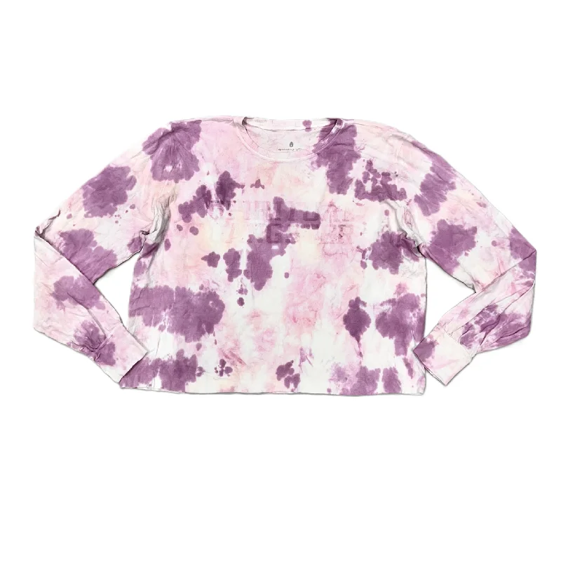 women's tops with asymmetrical designsTop Long Sleeve By Spiritual Gangster In Pink & Purple, Size: M/L