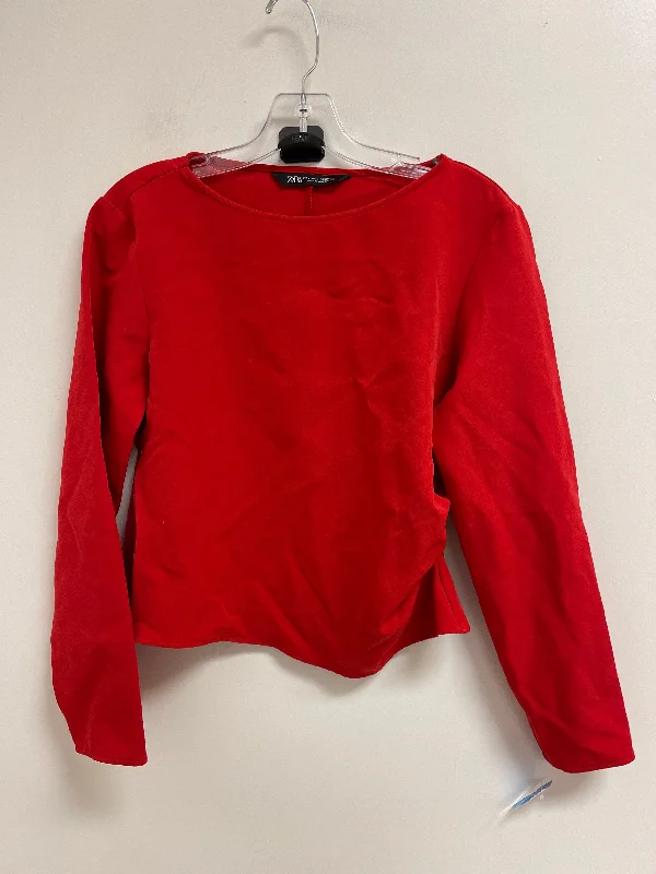 women's tops for fashion-conscious professionalsTop Long Sleeve By Zara In Red, Size: L