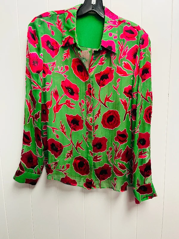 women's tops for those who want to add a pop of color to their outfitsBlouse Designer By Alice + Olivia In Green & Pink, Size: S