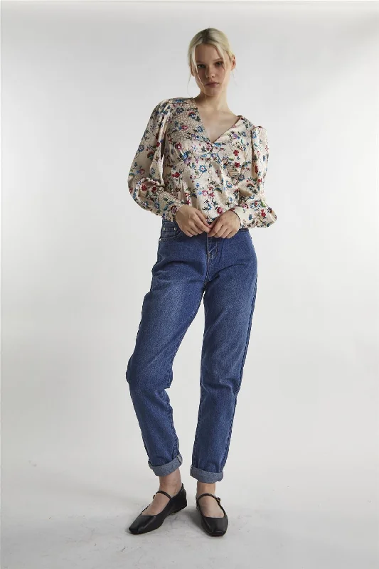 women's tops for mixing and matching with different bottomsStone Multi Floral Long Sleeve Top