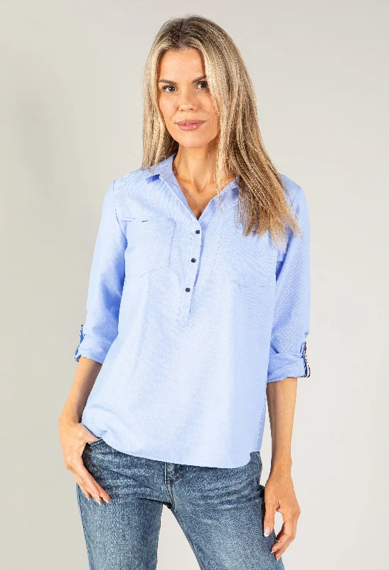 women's tops for those who want to make a bold fashion statement with their choice of topsRelaxed Fit Half Buttoned Shirt