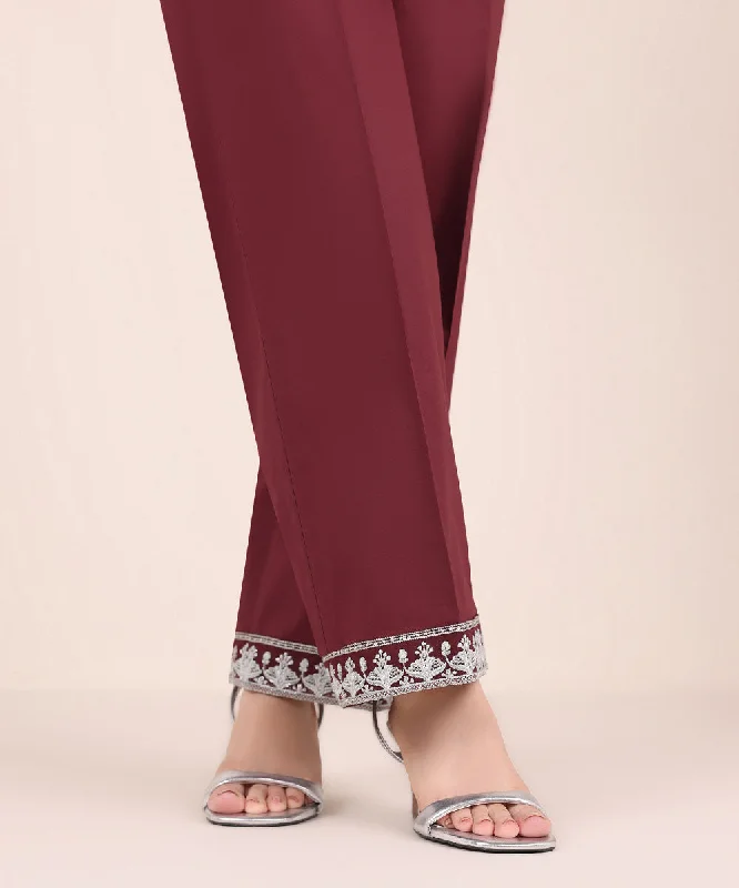 women's tops for gala dinnersEmbroidered Cambric Straight Pants