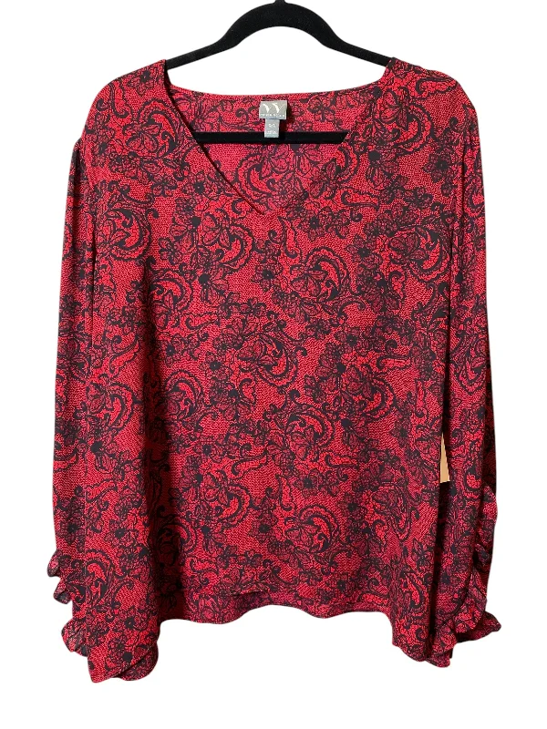 women's tops for those who prefer classic over trendy stylesBlouse Long Sleeve By Worthington In Animal Print, Size: 2x