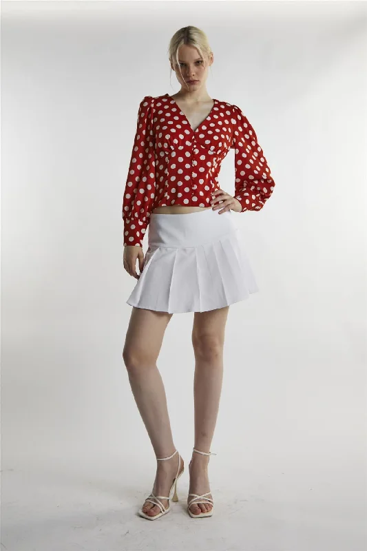 women's tops for those who prefer classic over trendy stylesRusty White Polka Long Sleeve-Top