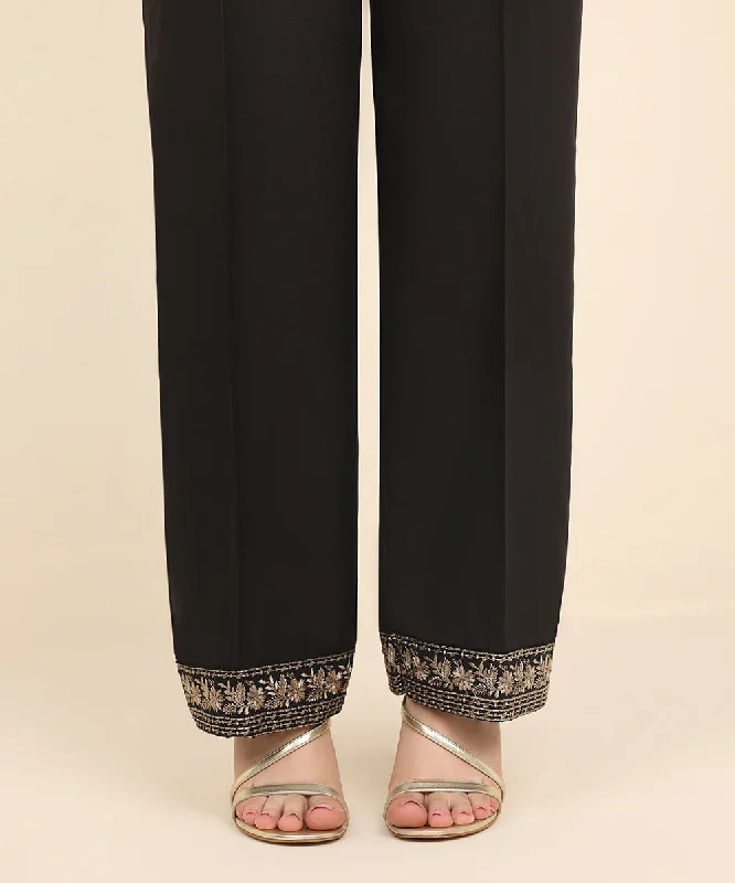 elegant women's topsEmbroidered Raw Silk Pants