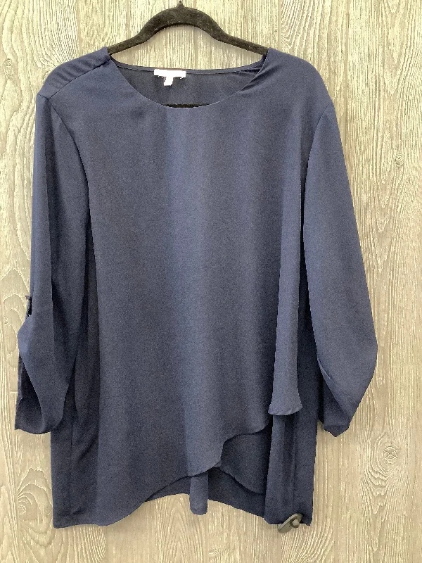 women's tops with cinched waistsBlouse 3/4 Sleeve By Maurices In Navy, Size: 1x