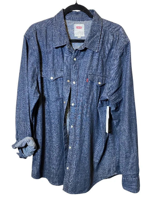 women's tops for gala dinnersBlouse Long Sleeve By Levis In Blue Denim, Size: Xl