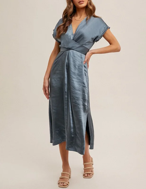 women's shift dressesBecca Fringed Satin Wrap Dress