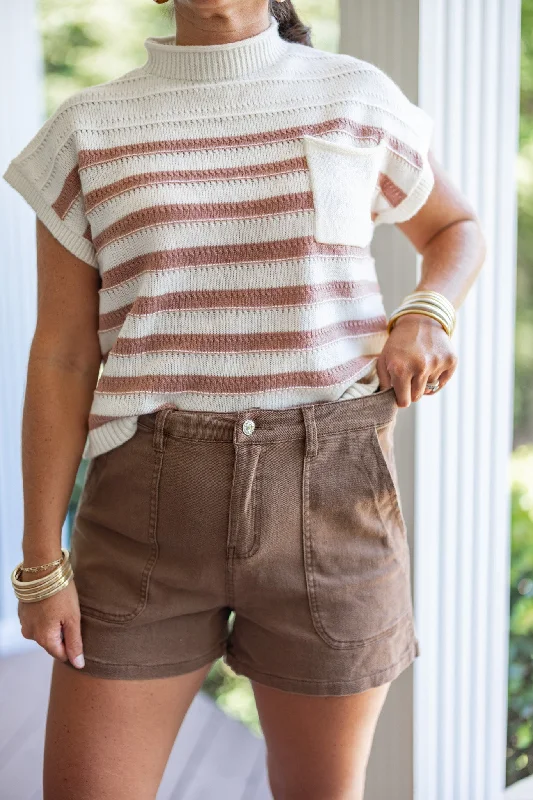 Neon DressFall Daze Brown Denim Shorts