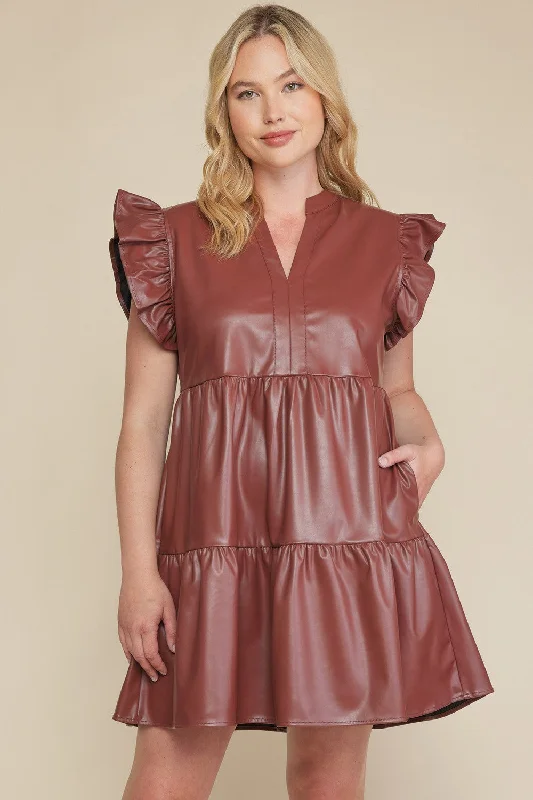 Fit-And-Flare DressLeather In The City Dress - Chocolate