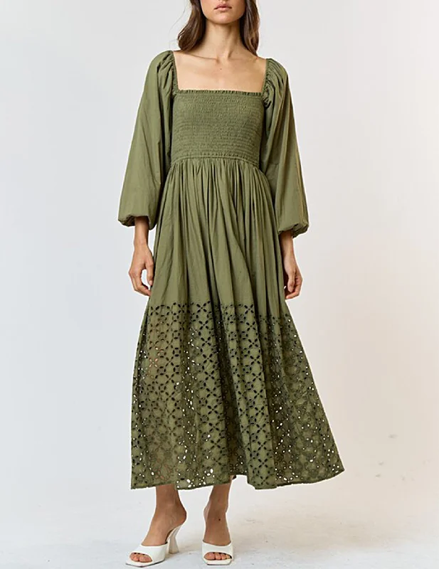 Cut-Out DressMaine Deep Sage Eyelet Dress