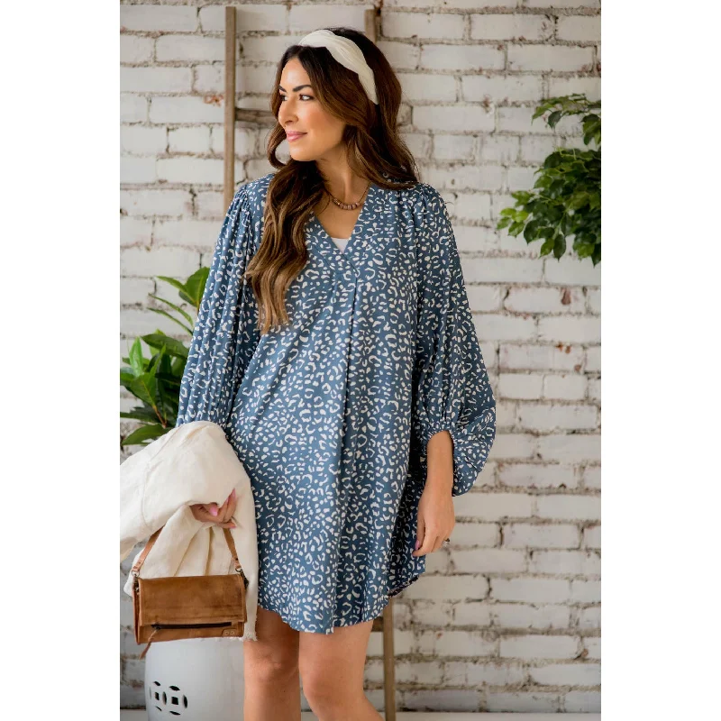 Spaghetti Strap DressPuff Sleeve Leopard Tunic Dress