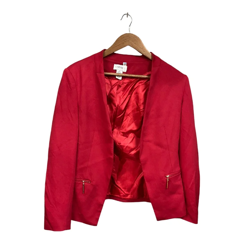 women's coats with fur collarsBlazer By Carmen By Carmen Marc Valvo In Red, Size: 10